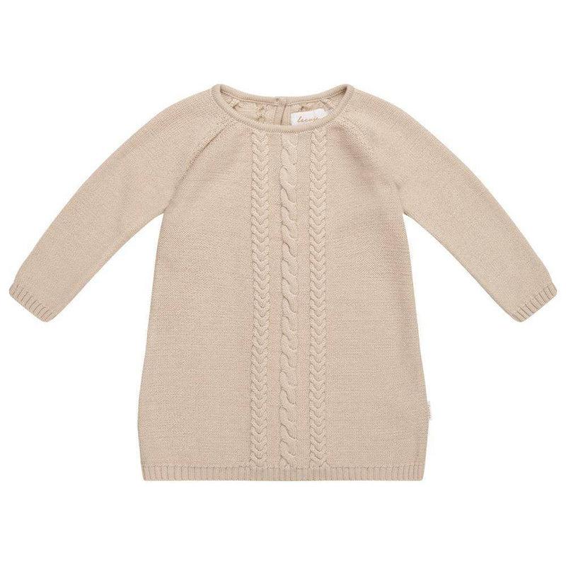 Kleid mit Zopfstrickmuster "Powder Gray" Größe 62 / 68 | leevje