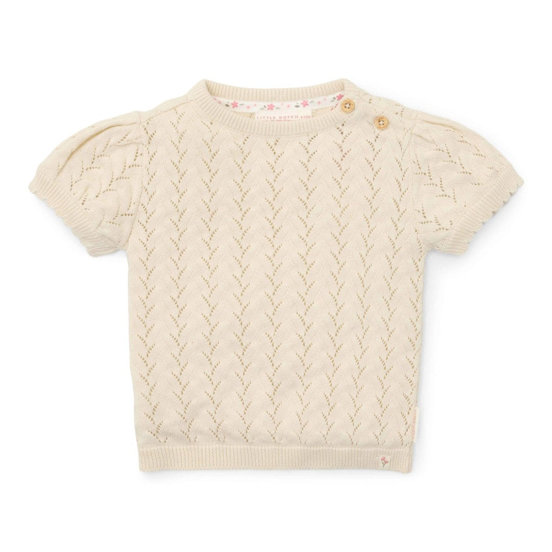 Kurzarm Strickpullover Creme für Babys und Kinder