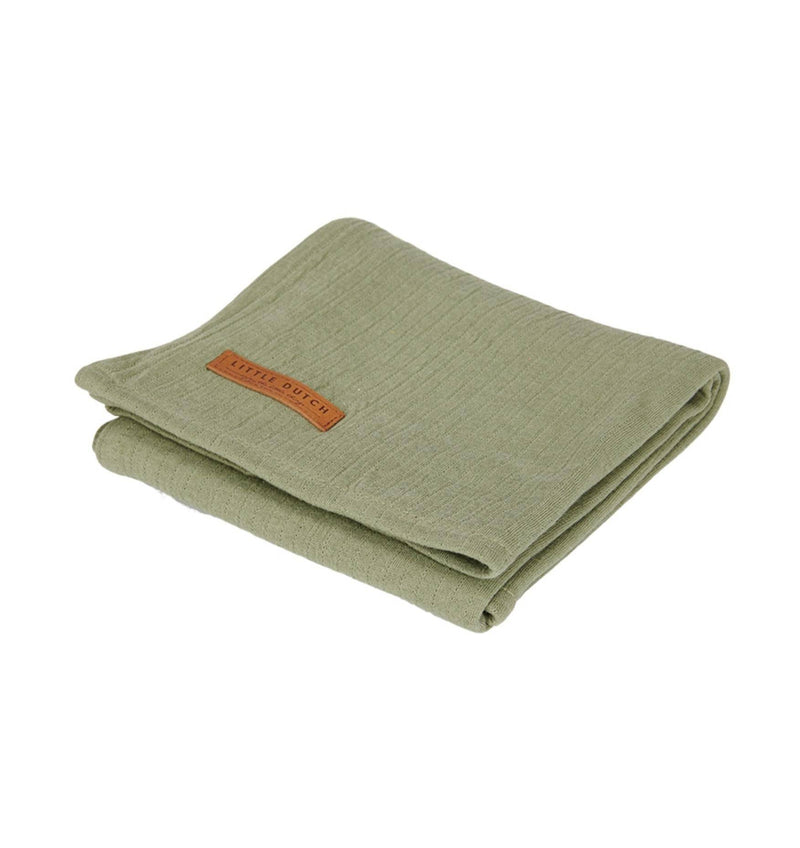 Musselintuch Swaddle 120 x 120 Pure Olive | Little Dutch