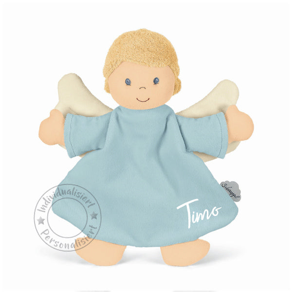 Schnuffeltuch Schutzengel mit Geschenkbox inklusive Grußkarte, blau | Sterntaler