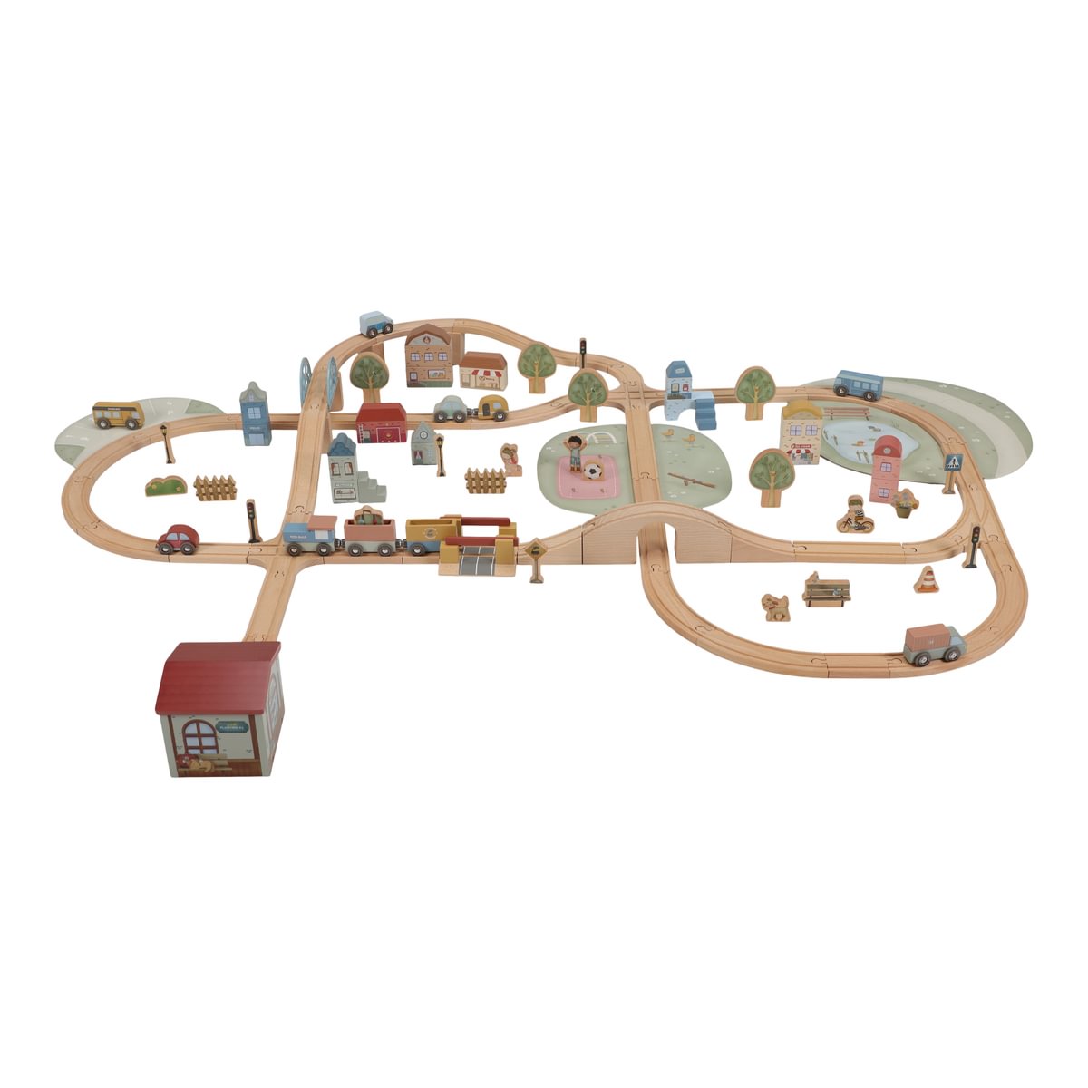 Großes Holzeisenbahn Set XL aus Holz – 113 Teile | Schmatzepuffer