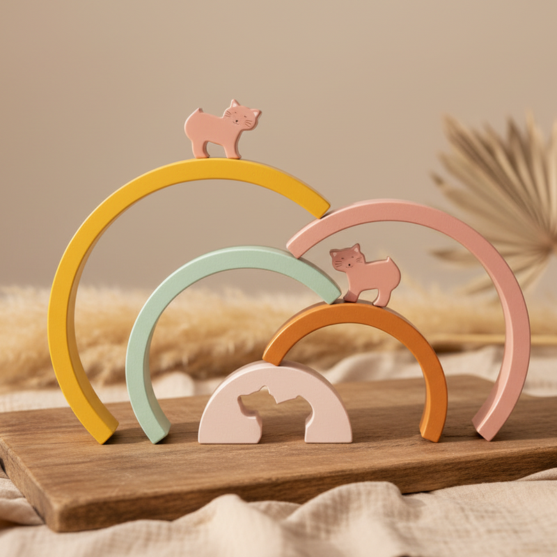 Regenbogen-Stapelspiel aus Holz - Frau Katze | Trixie