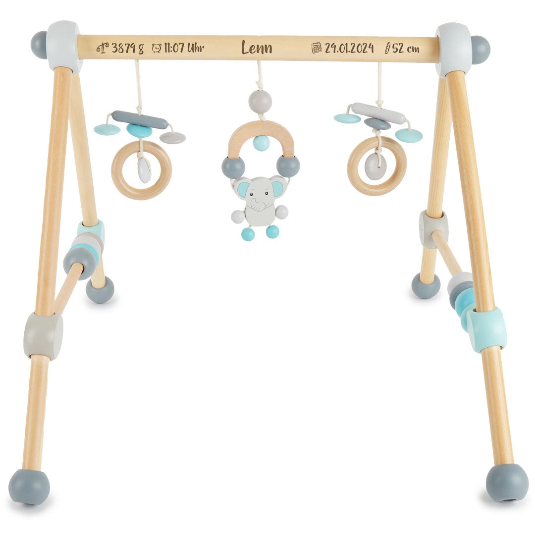 Spielbogen Elefant aus Holz für Babys | Schmatzepuffer
