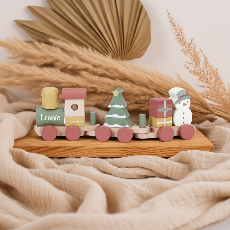 Personalisierter Holz-Zug Weihnachten – Geschenk zur Geburt