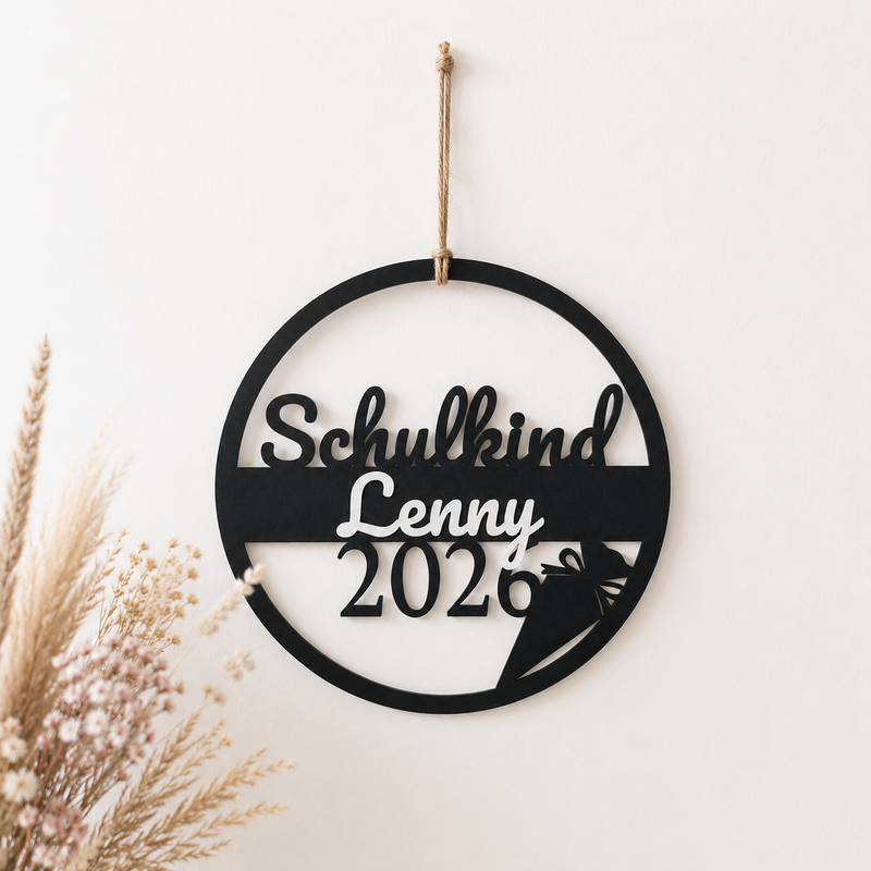 Personalized Sign for School Start 2026 – as a Door Sign or Stand-Up Display in Various Colors
