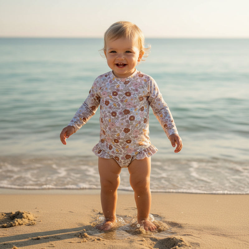 Long-Sleeve Ruffle Swimsuit for Kids