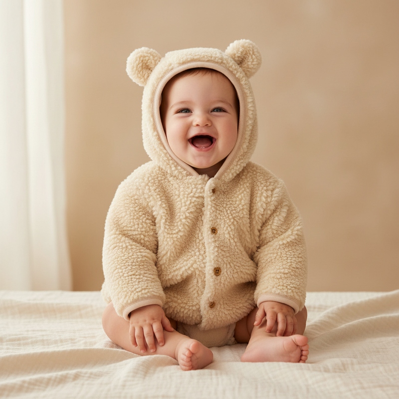Teddy-Jacke Baby Bunny, Sand | Little Dutch