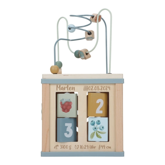 Personalized Wooden Activity Cube with Birth Details