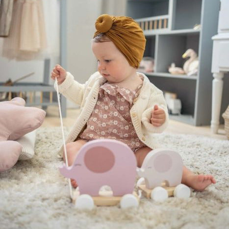 Nachziehtiere Elefanten Holz rosa pink | JaBaDaBaDo