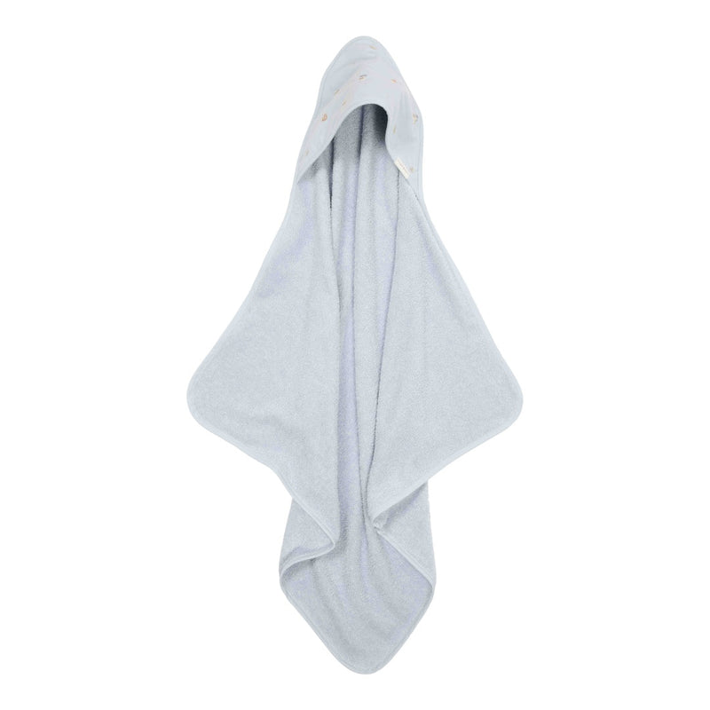 Embroidered hooded towel, blue, 75 x 75 cm | Little Dutch