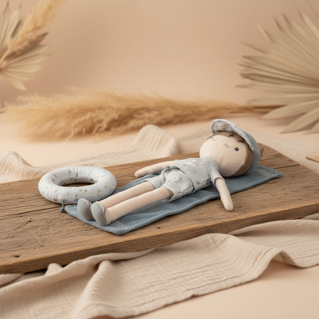 Kuschelpuppe Jim Summer Edition – Weiche Stoffpuppe für Kinder
