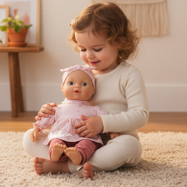 Personalisierte Babypuppe Lily mit Name & Zubehör | Geschenk für Kinder