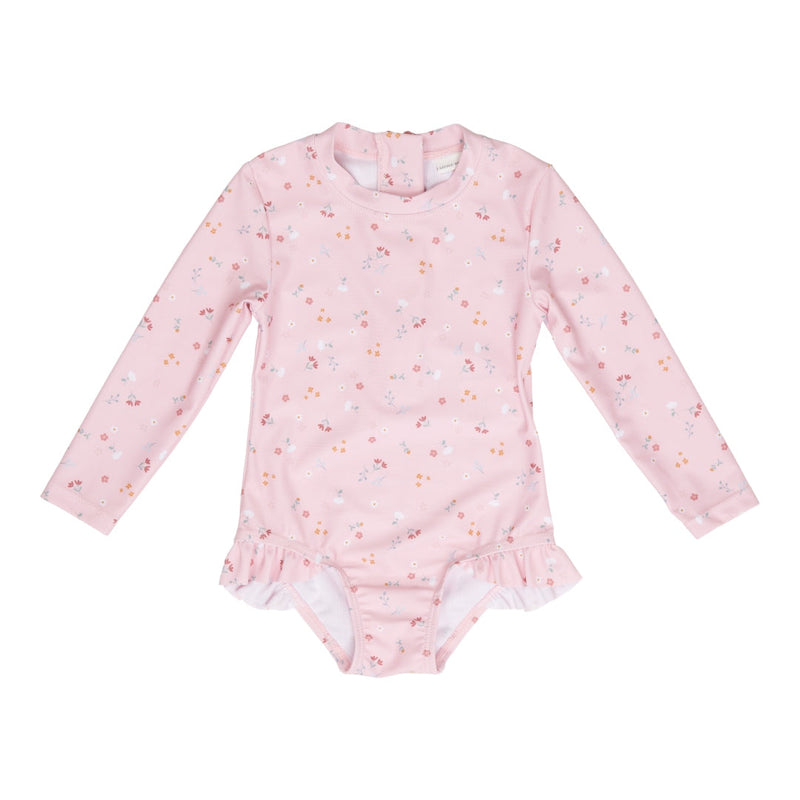 Little Pink Flowers long-sleeved swimsuit, size 62/68 | Little Dutch