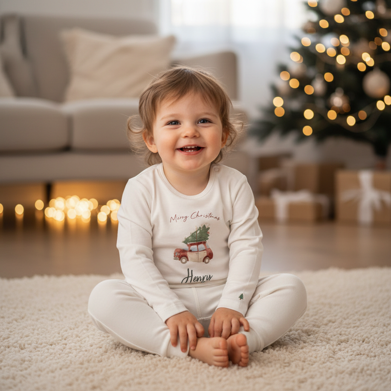 Personalisiertes Weihnachts Langarmshirt für Kinder mit Name | Schmatzepuffer