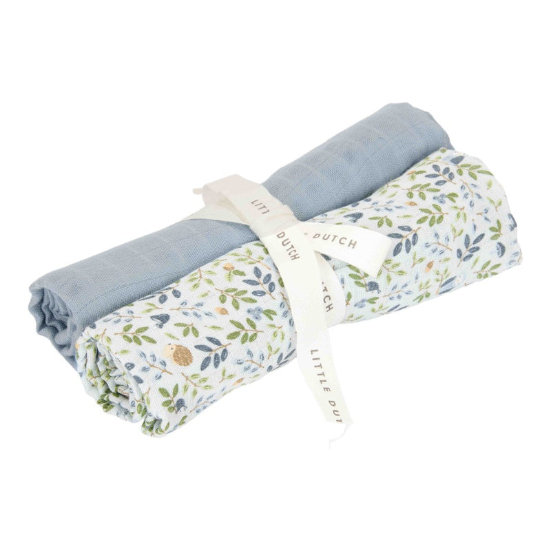 Musselintuch Swaddles 70 x 70 cm - Forest Adventure & Denim Blue | Little Dutch