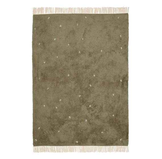 Kinderteppich gepunktet Pure, olive 170 x 120 cm | Little Dutch