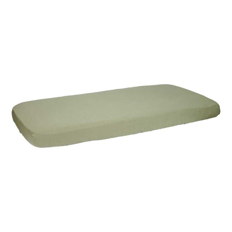 Muslin crib fitted sheet 40 x 80 cm - Pure Olive | Little Dutch