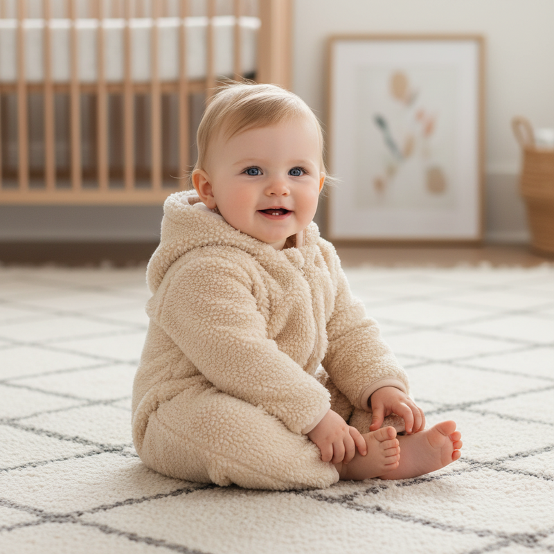 Teddy Romper Sand - Newborn Winter Teddy | Little Dutch