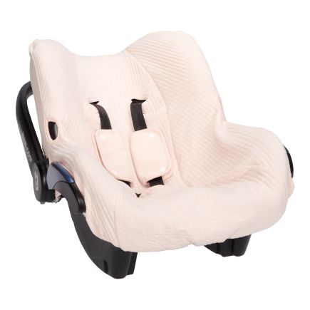 Babyschalenbezug Pure Beige in Cremeweiß aus hochwertigem Baumwollmischgewebe für Maxi-Cosi Babyschalen. Weich, atmungsaktiv, feuchtigkeitsabsorbierend und waschbar – stilvolles Babyschalenzubehör von Schmatzepuffer aus Bocholt.
