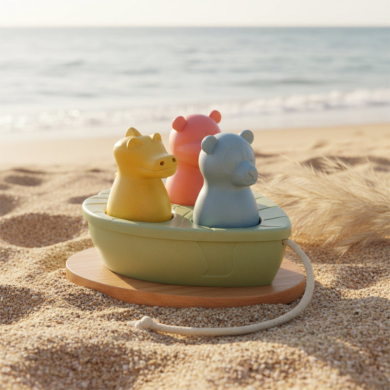 Badespielzeug Set Water Friends mit schwimmendem Boot fuer Babys und Kinder, ideal fuer Badewanne, Planschbecken und Wasserspass