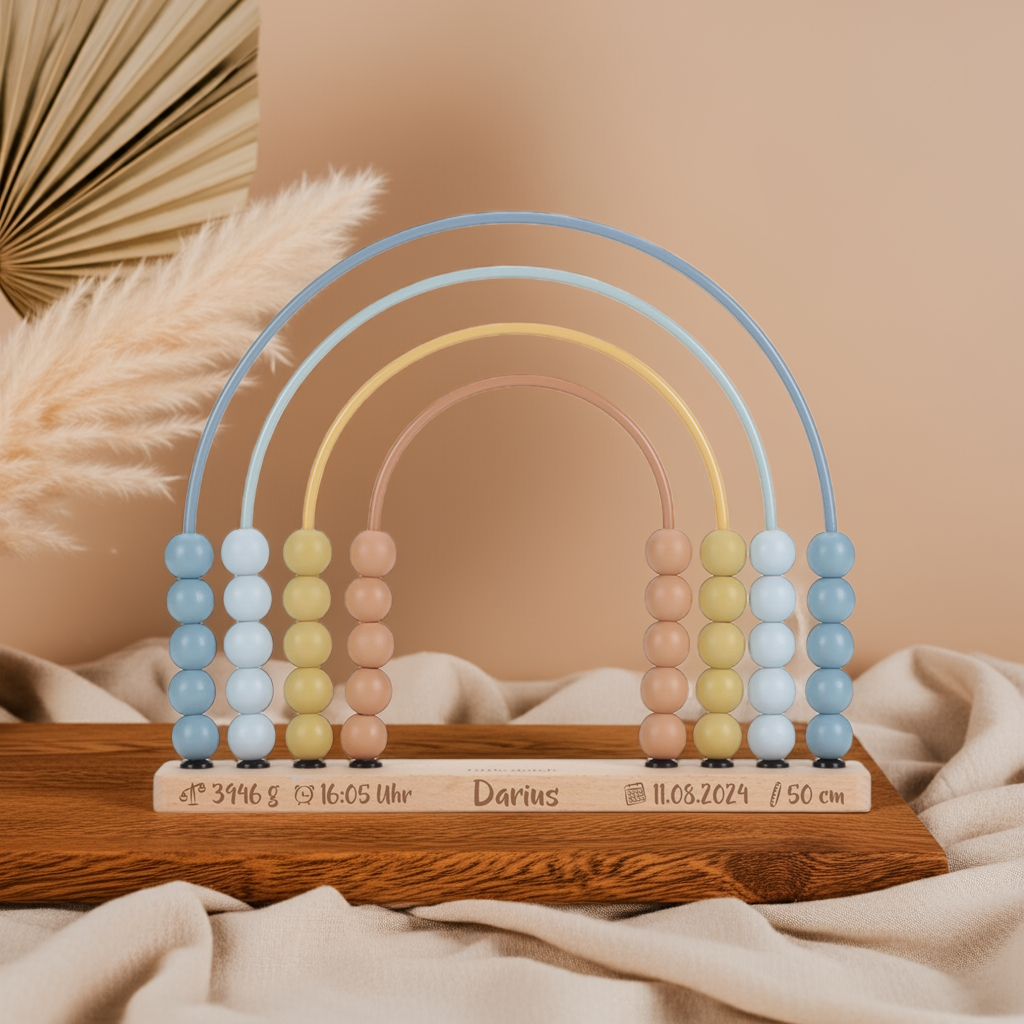 Regenbogen Abakus Forest Friends Blau – Lernspielzeug aus Holz
