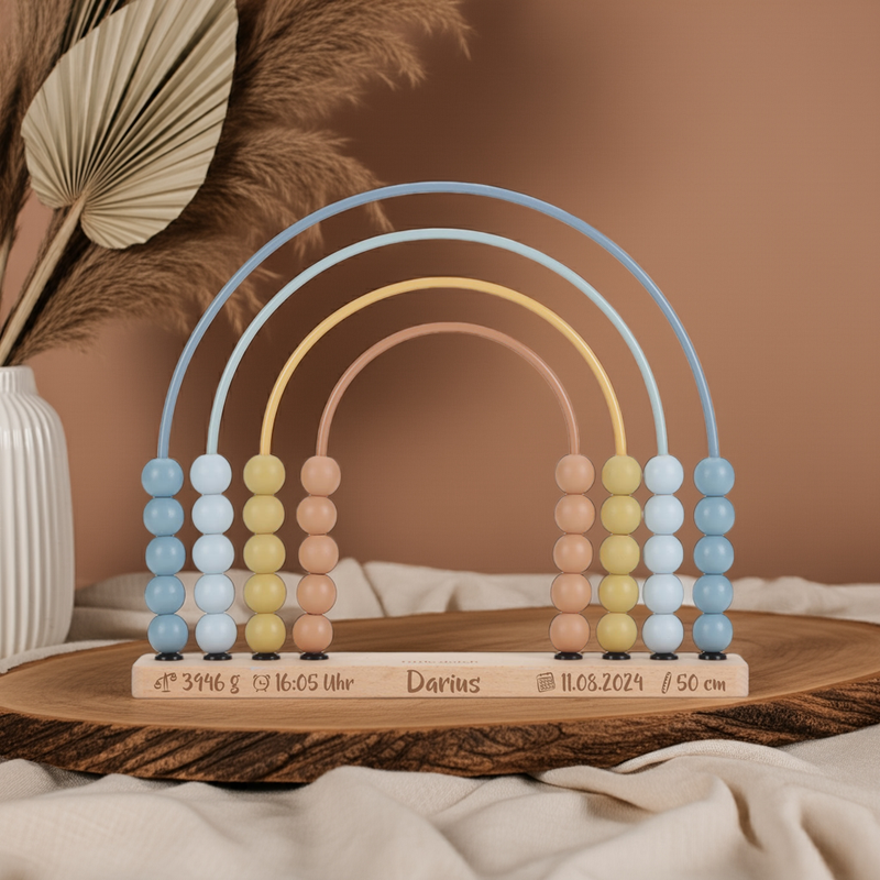 Regenbogen Abakus Forest Friends Blau – Lernspielzeug aus Holz