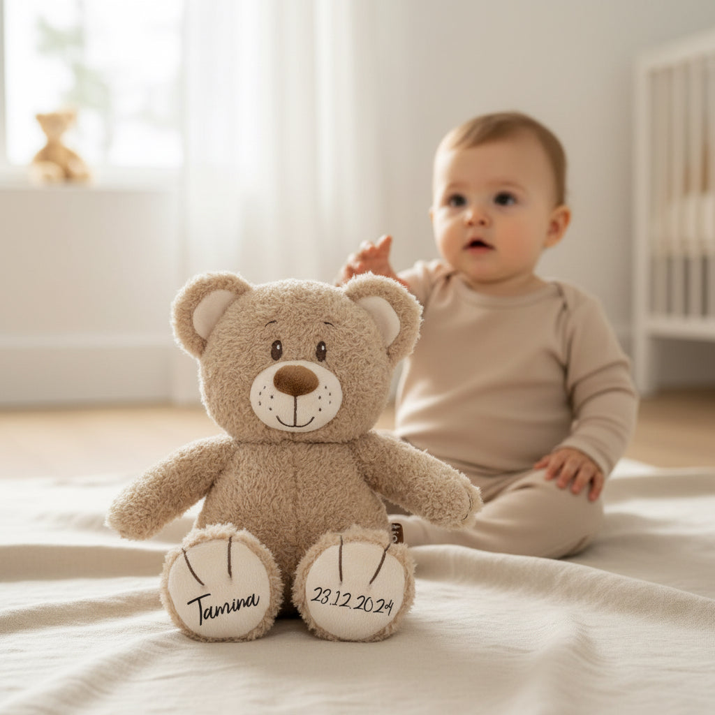 Personalized Teddy Bear with Name – Gift for Birth & Christening | Schmatzepuffer