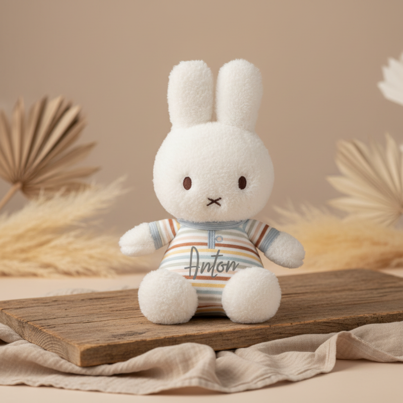 Personalisierter Kuscheltier Hase mit Name Anton, 25 cm groß, weiches Babyspielzeug als Geschenk zur Geburt
