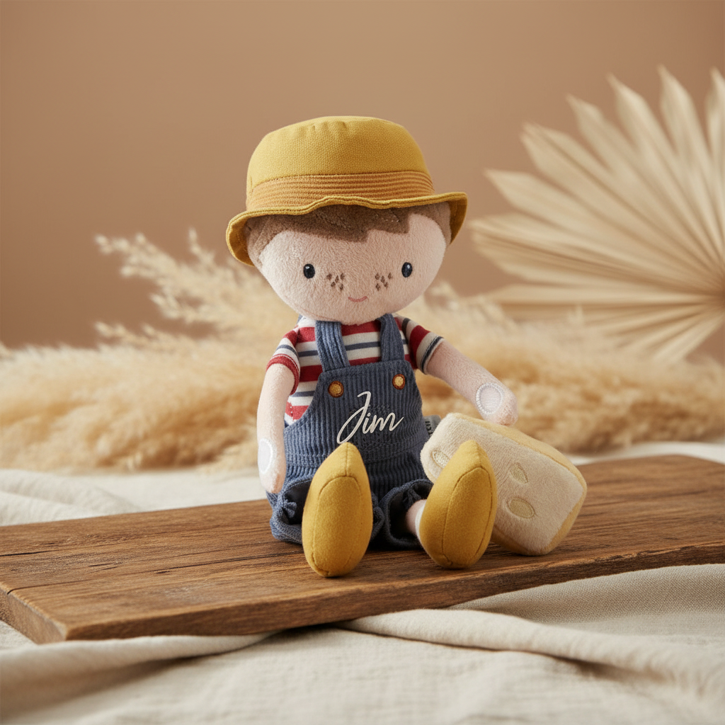 Personalisierte Stoffpuppe mit Name als liebevolles Geschenk zur Geburt – hochwertiges Babygeschenk mit persönlicher Gravur