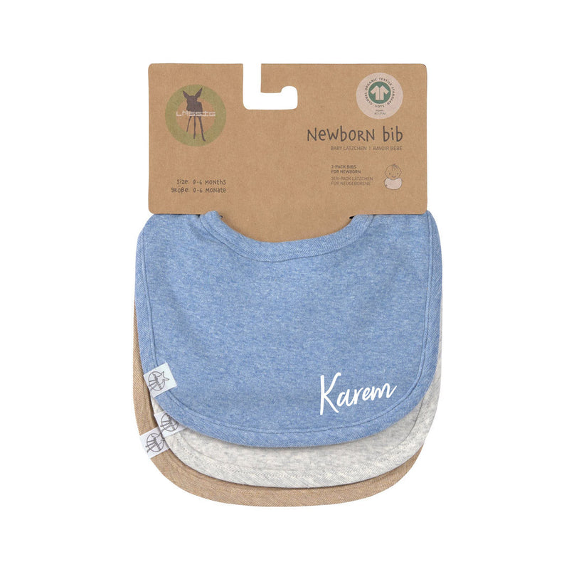 Lätzchen 3er Set, Blau Hellgrau Beige, Baumwolle | Lässig