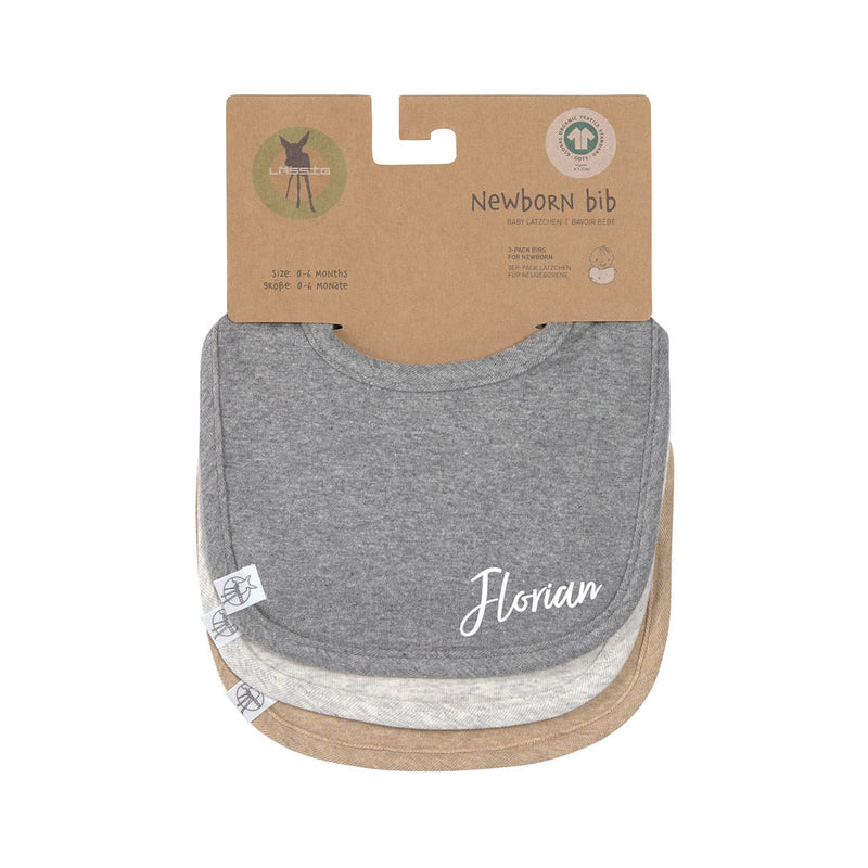 Lätzchen 3er Set, Dunkelgrau Hellgrau Beige, Baumwolle | Lässig