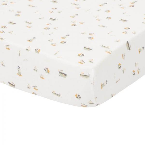 Sailors Bay crib fitted sheet, 40 x 80 cm, white | Little Dutch