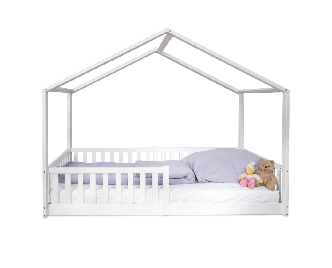 Floor bed / house bed ENNO 90x200 cm beech white incl. optional roof | tiSsi®