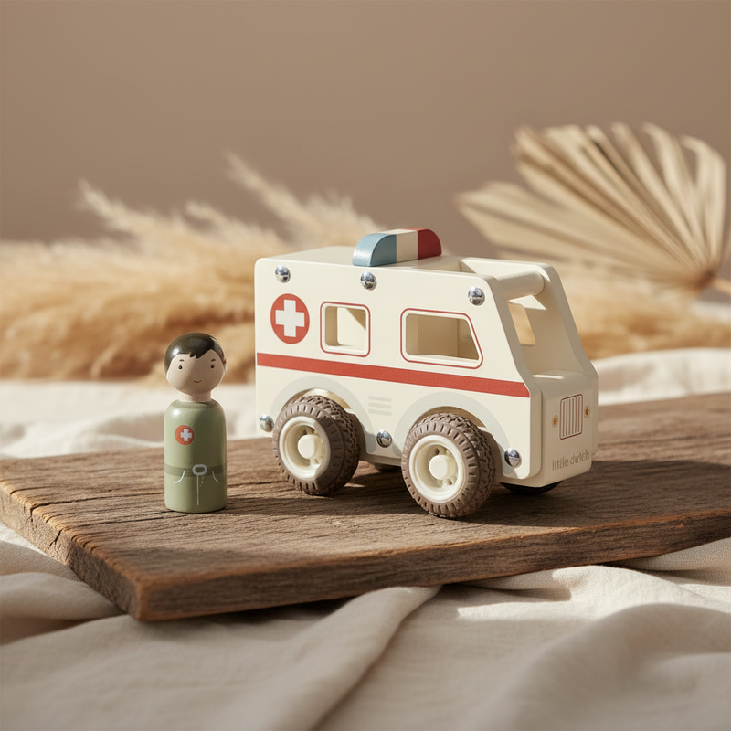 Krankenwagen aus Holz personalisierbar mit Namen