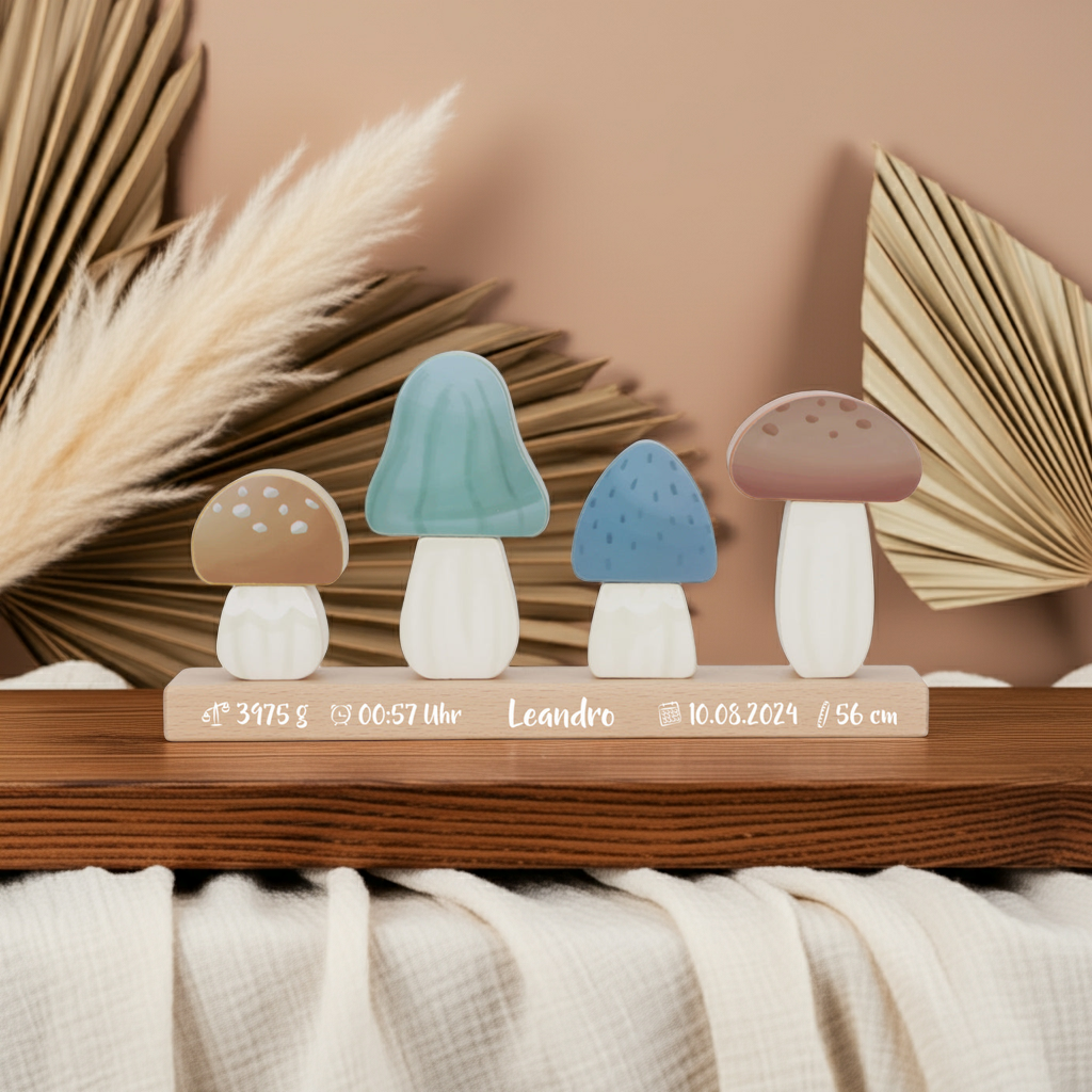 Stapel-Pilze Forest Friends personalisiert – Geschenk zur Geburt