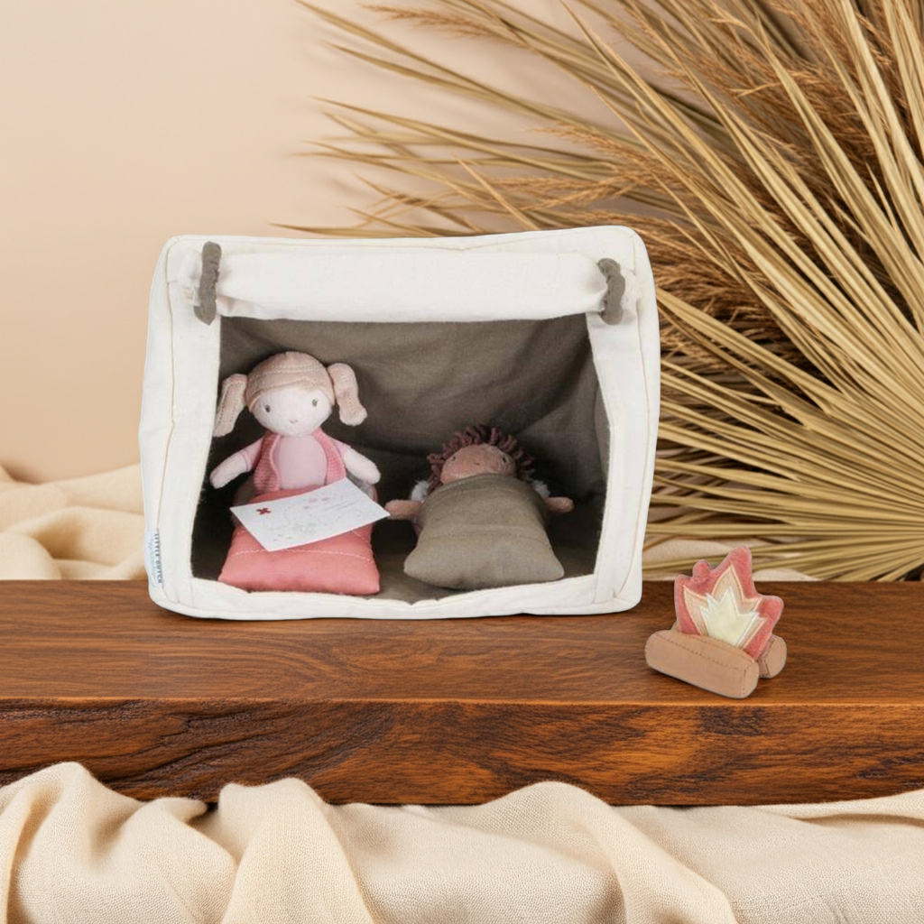 Kuschelpuppen Camping Set – Rollenspiel für kleine Entdecker