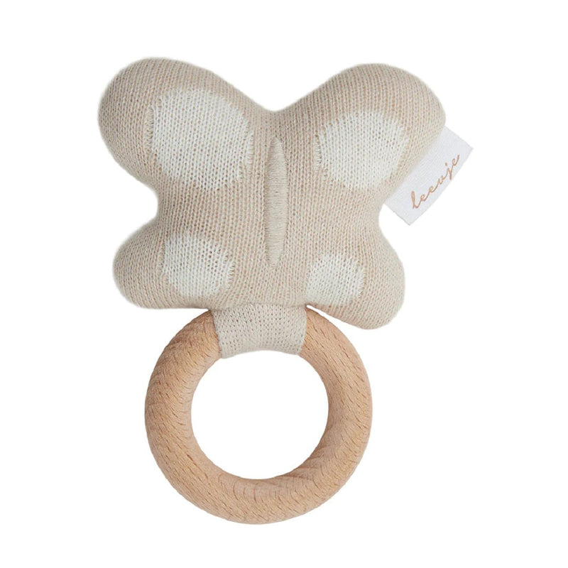 Rattle with wooden ring "Butterfly" | leevje
