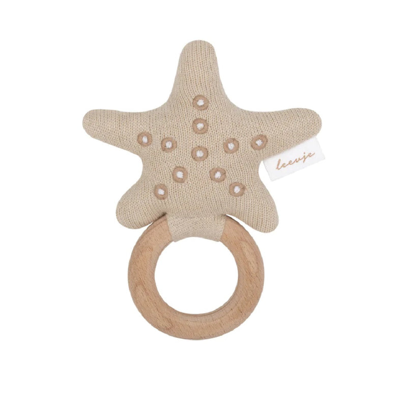 Rattle with wooden ring "Starfish" | leevje