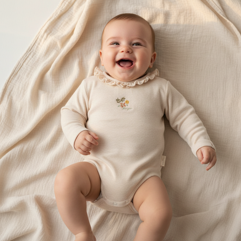 Langarmbody Sand Melange für Babys