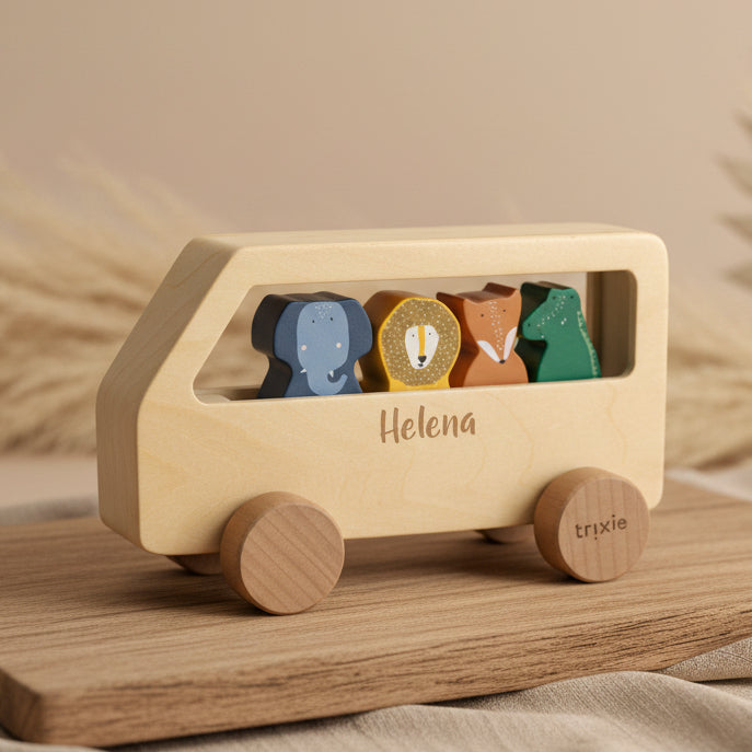Wooden Animal Bus for Children – Wooden Motor Skills Toy | Schmatzepuffer