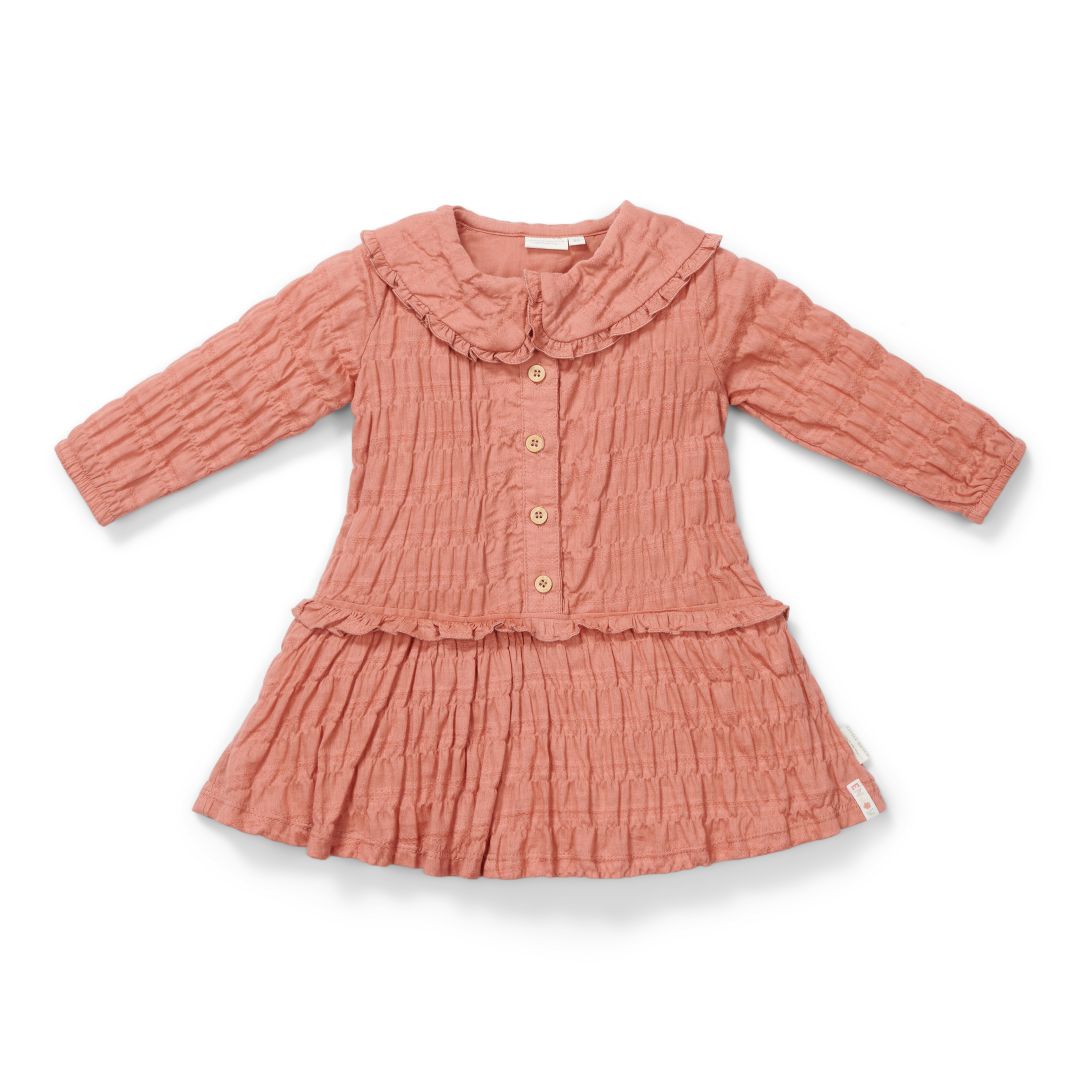 Langarm Kleid Rose Pink – Kinderkleid mit floralem Design