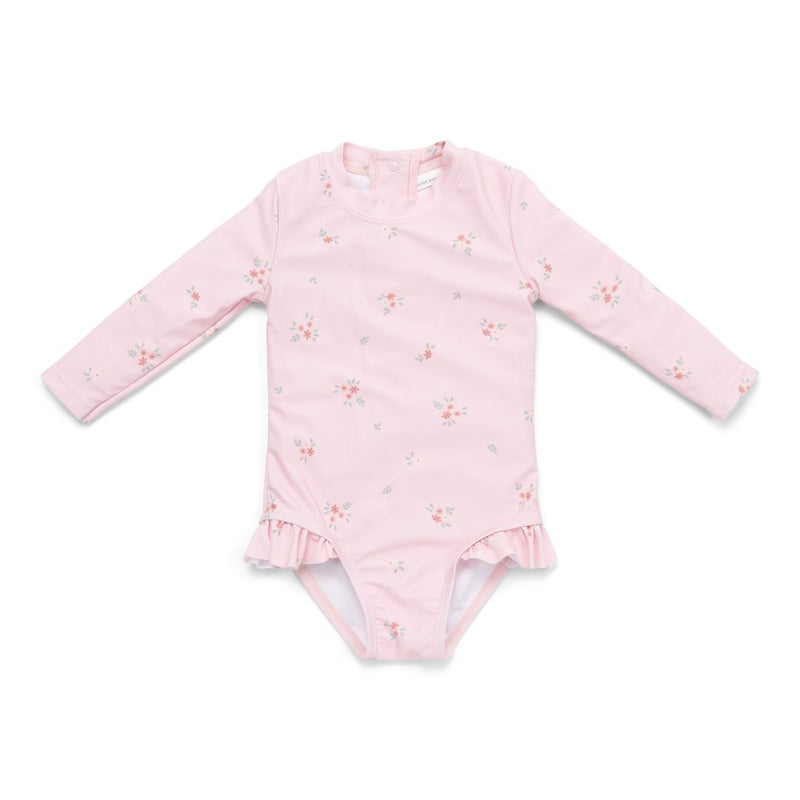 Long-sleeved ruffle swimsuit Rosy Meadows | Little Dutch