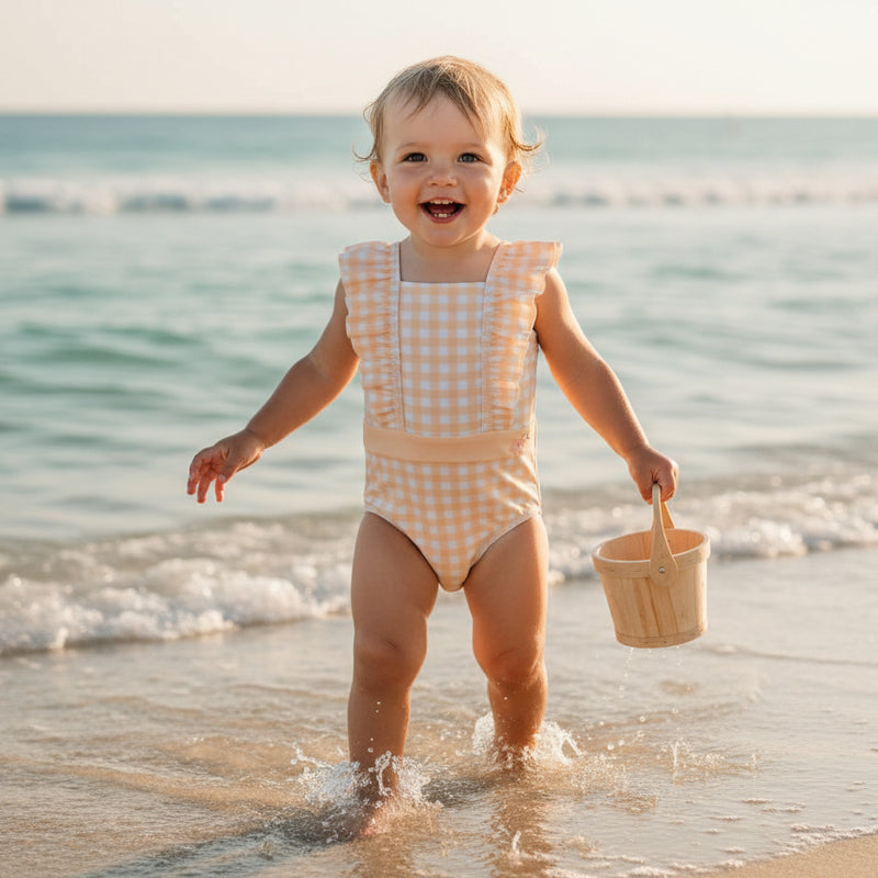 Kids' Ruffled Swimsuit Sunshine Checks