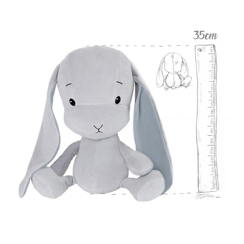 Soft toy rabbit 35 cm, grey / ears grey | Effiki