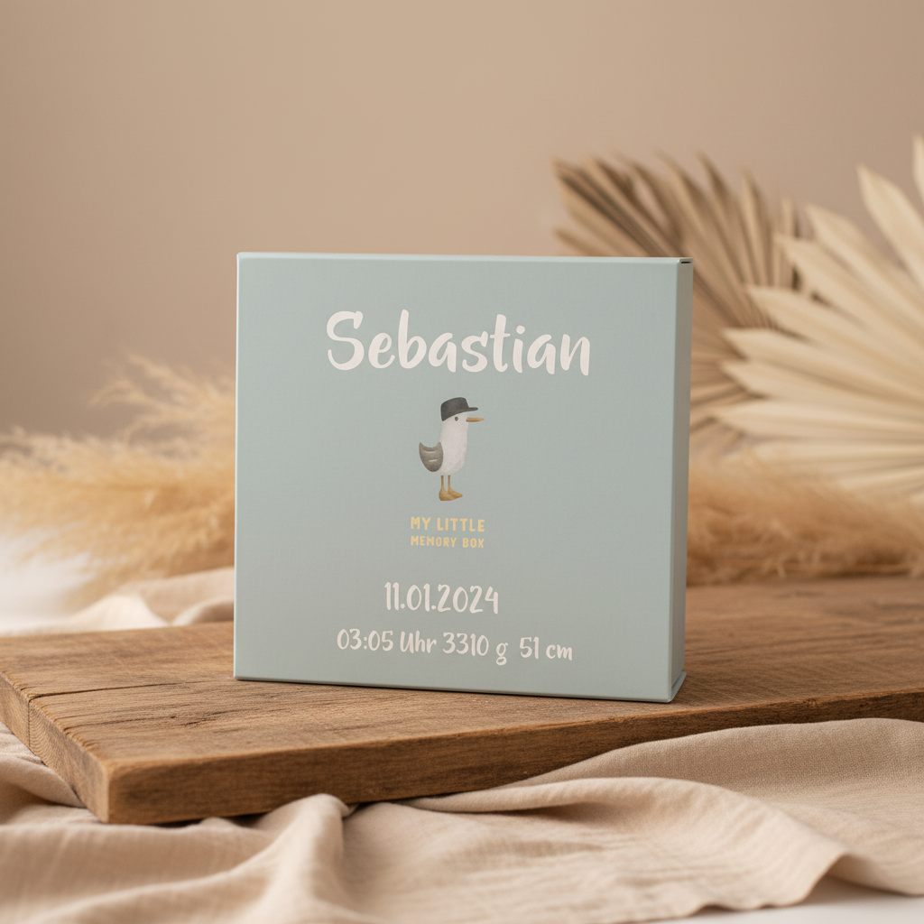 Erinnerungsbox Sailors Bay – Baby Erinnerungsbox | Geschenk zur Geburt & Taufe