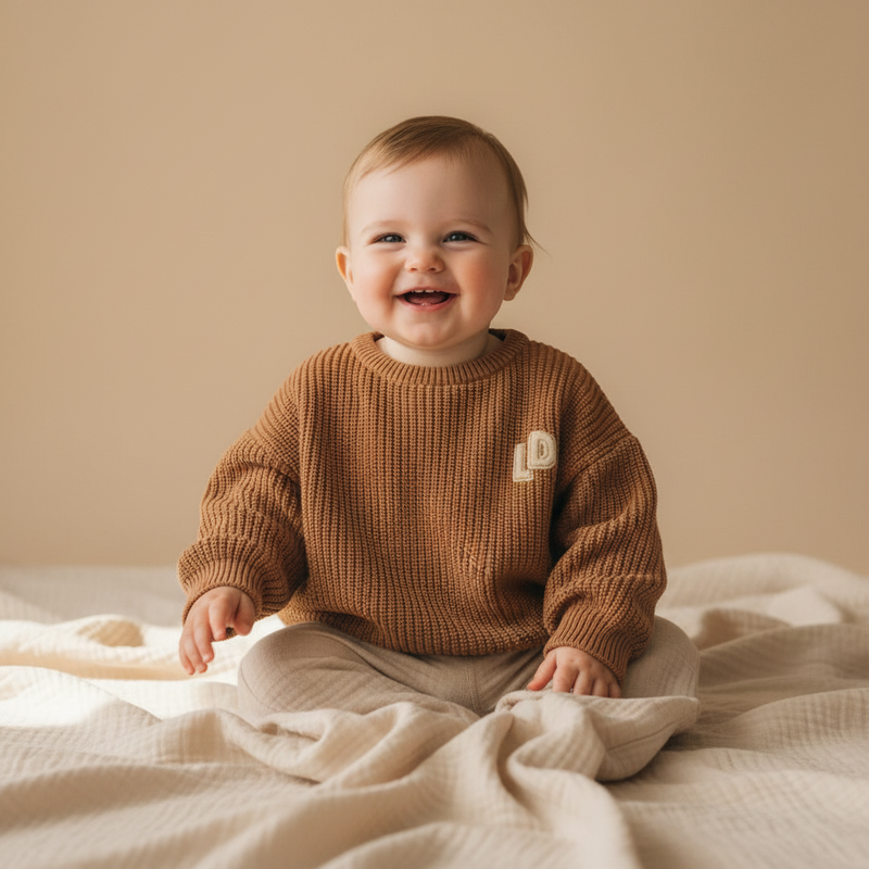Knitted Sweater Brown for Babies and Children
