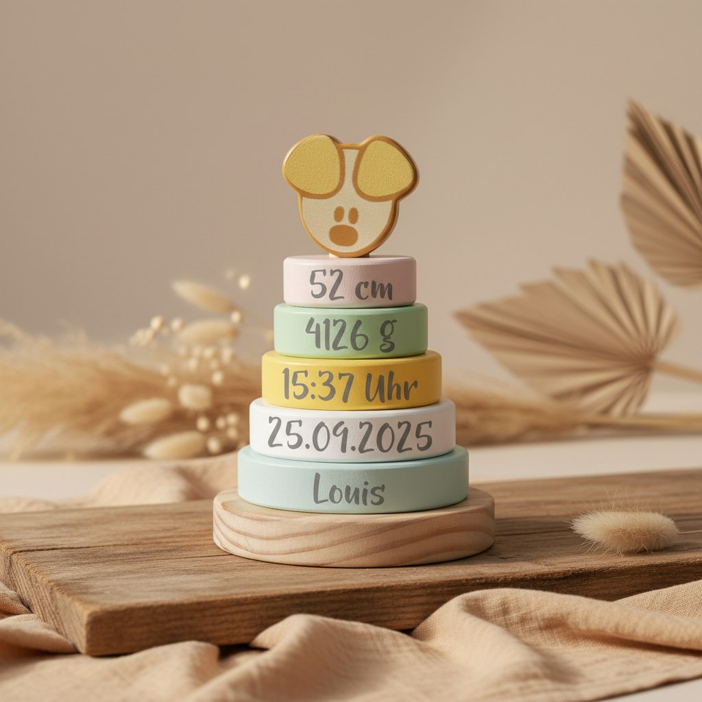 Personalized Stacking Toy for Birth - Birth Gift