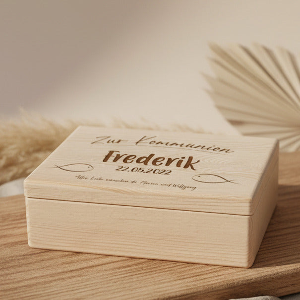 XL Memory Boxes - Natural Wood - Christening / School / Kindergarten / Communion - Personalized | Smack Boxes