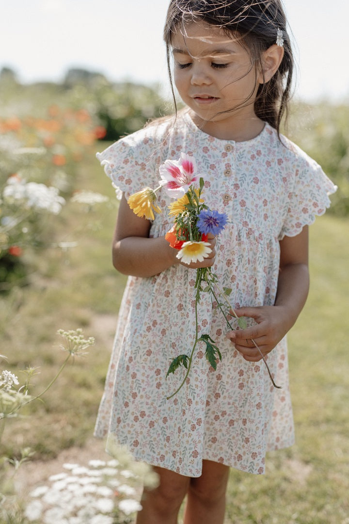 Kurzarm Kleid in Creme für Babys und Kinder