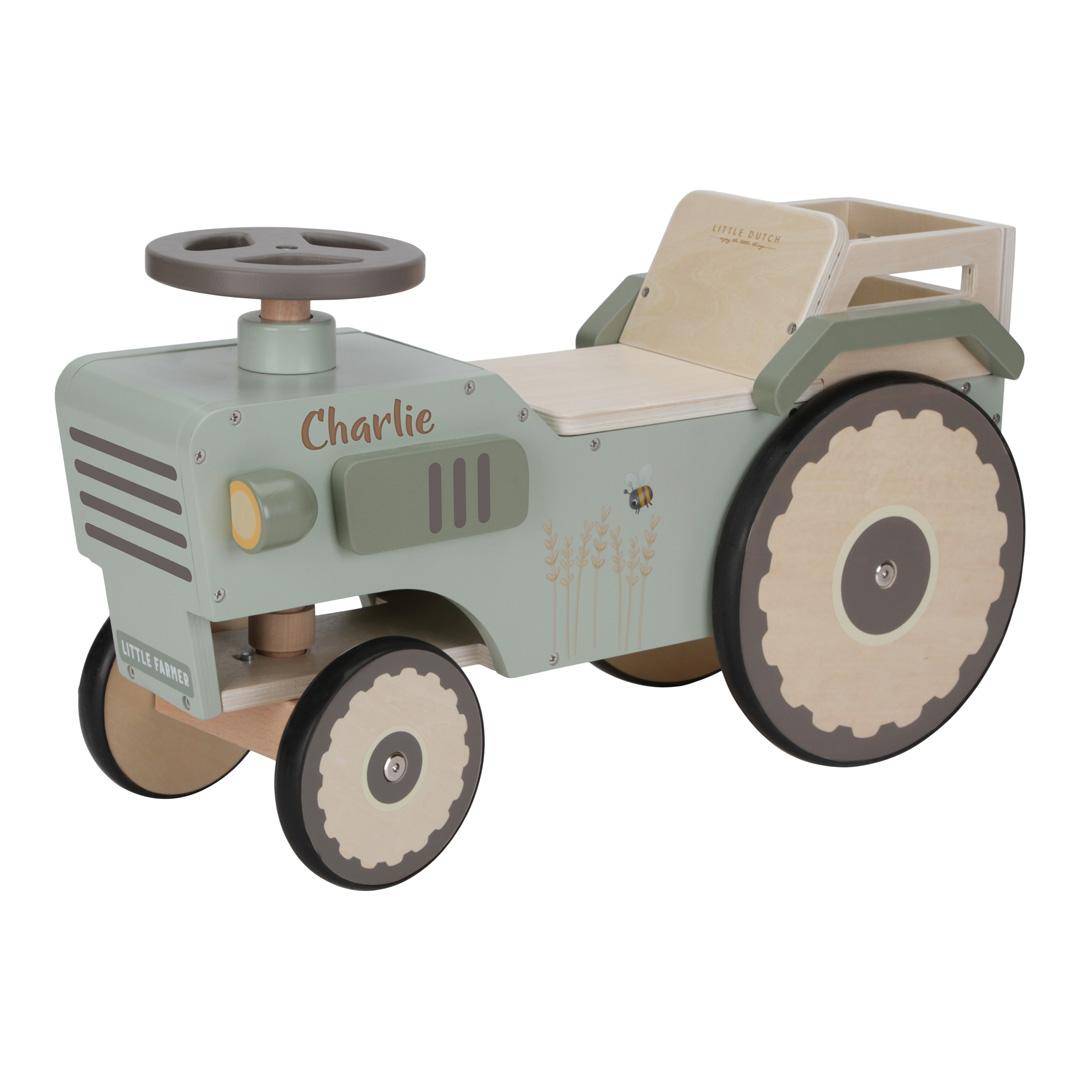 Personalisierter Lauftraktor aus Holz mit Name | Geschenk für Kinder